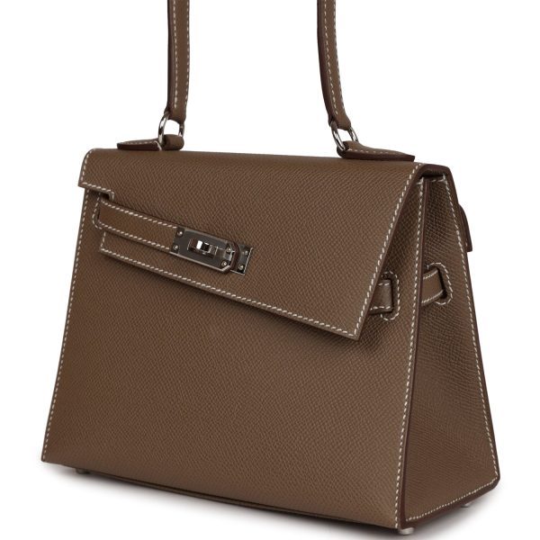 Hermes Kelly Sellier en Desordre 20 Etoupe Epsom Palladium Hardware Discount