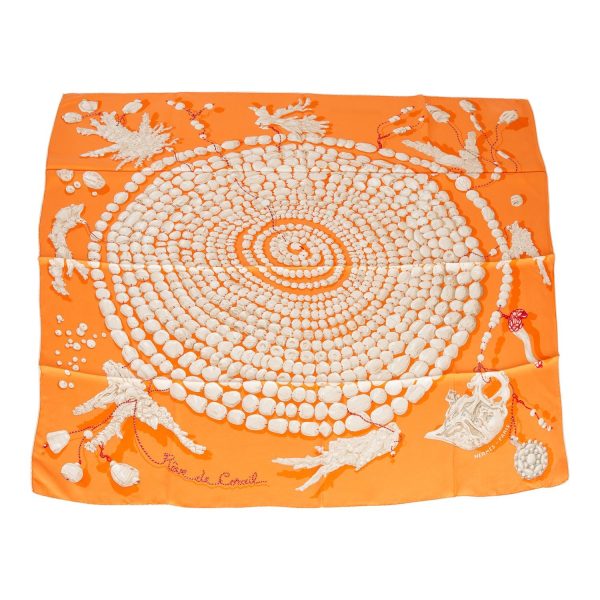 Hermes  Reve de Corail  Orange Silk Scarf 90cm Discount