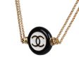 Chanel Round CC Enamel Pendant Choker Necklace Black White Gold Hardware Supply