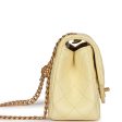 Chanel Camellia Crush Mini Square Flap Yellow Lambskin Antique Gold Hardware Cheap