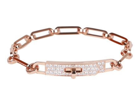 Hermes 18k Rose Gold Diamond Pave PM Kelly Chaine Bracelet Online Sale