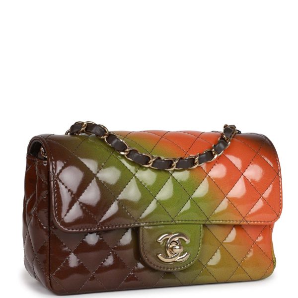 Chanel  Senegal Collection  Sunset Patent Leather Mini Classic Flap Bag Light Gold Hardware Online Sale