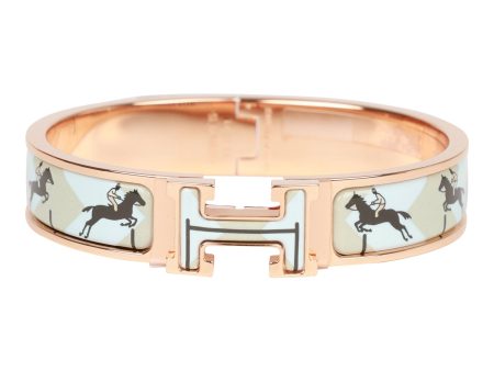 Hermes Les Allures Clic Clac H Narrow Enamel Bracelet PM RGHW on Sale