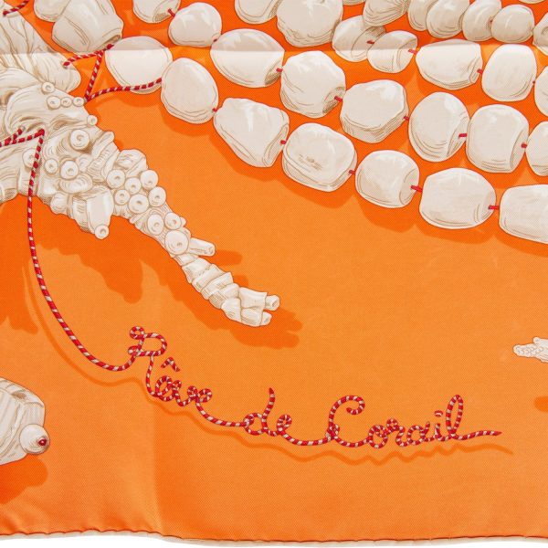 Hermes  Reve de Corail  Orange Silk Scarf 90cm Discount