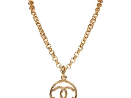 Vintage Chanel Gold Plated Encircled CC Long Necklace Online now