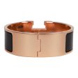 Hermes Black Wide Enamel Bracelet GM Rose Gold Hardware Sale