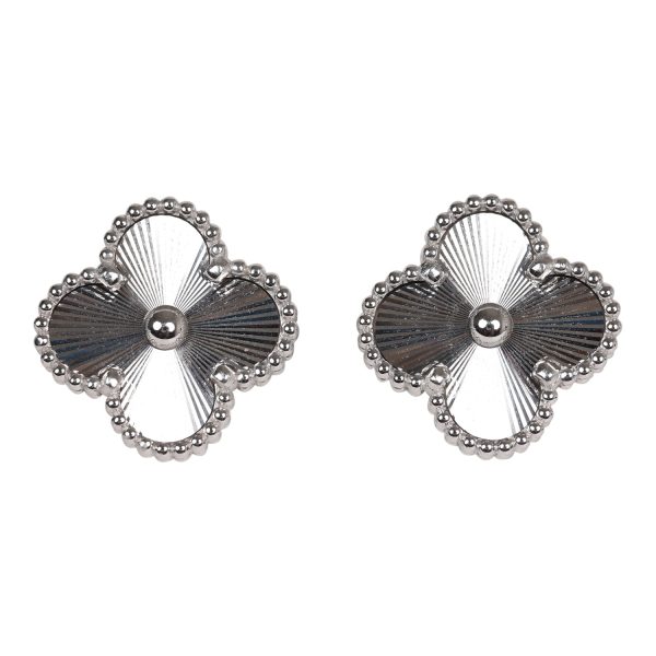 Van Cleef & Arpels Vintage Alhambra Motif Earrings 18K White Gold Fashion