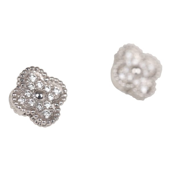 Van Cleef & Arpels Sweet Alhambra Earrings 18K White Gold and Diamonds Sale