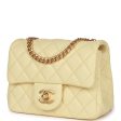 Chanel Camellia Crush Mini Square Flap Yellow Lambskin Antique Gold Hardware Cheap