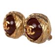 Vintage Chanel 24K Gold Plated CC Red Gripoix Stud Earrings For Cheap