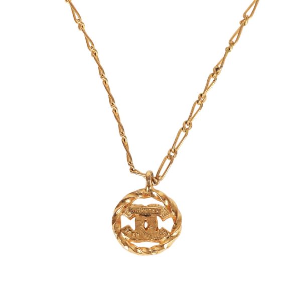 Vintage Chanel 24K Gold Plated Crystal CC Charm Pendant Necklace Supply