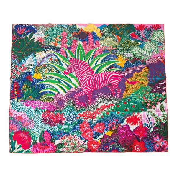 Hermes  Mountain Zebra  Fuchsia Silk Twill Scarf 90cm Sale