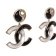 Chanel Black and White Enamel CC Logo Earrings For Cheap