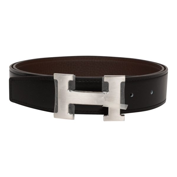 Hermes 32mm Reversible Black Chocolate Constance H Belt 95cm Gris Moyen Buckle Online