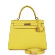 Pre-owned Hermes Kelly 25 Lime Epsom Gold Hardware on Sale