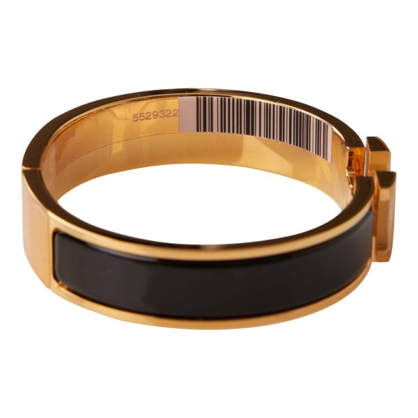 Hermes Black Clic Clac H Narrow Enamel Bracelet PM GHW Online now