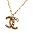 Vintage Chanel Gold CC Logo Pendant Necklace Online now