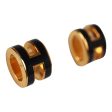 Hermes Mini Pop H Earrings Black Enamel Gold Hardware on Sale