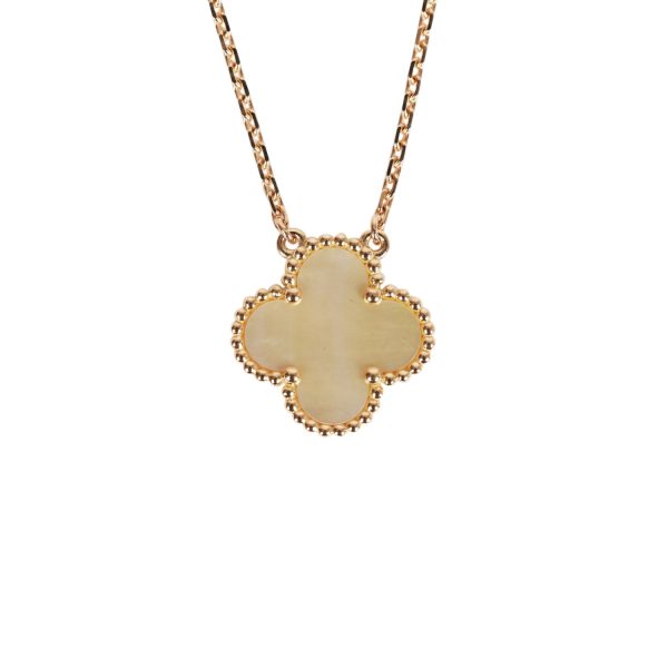 Van Cleef & Arpels Limited Edition Vintage Alhambra 18k Gold and Mother of Pearl Princess Grace Pendant Necklace Hot on Sale