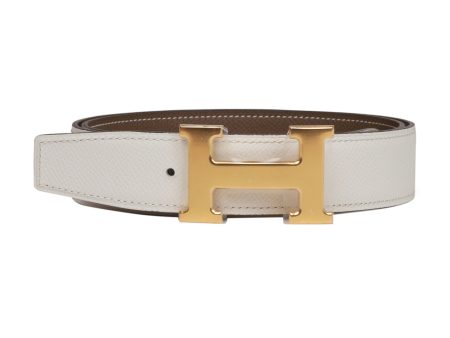 Hermes 32mm Reversible White Etoupe Constance H Belt 90cm Gold Buckle Discount