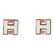 Hermes Cage d H Earrings White Lacquered Rose Gold Supply