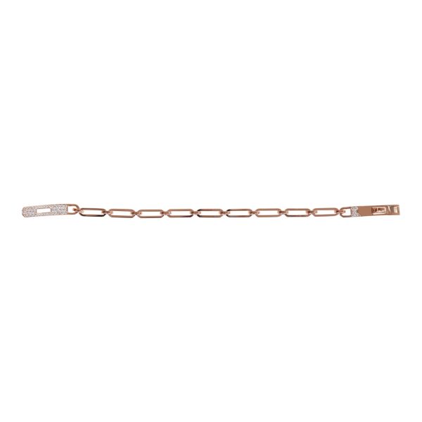 Hermes 18k Rose Gold Diamond Pave PM Kelly Chaine Bracelet Online Sale