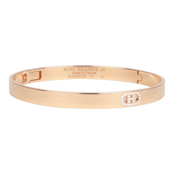 Hermes 18k Rose Gold Diamond H D Ancre Bracelet Discount