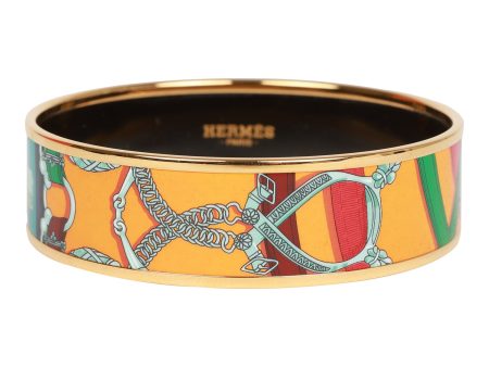 Hermes Multicolor Wide Printed Enamel Bracelet PM (65) Sale