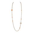 Chanel CC Beaded Sautoir Long Chain Necklace Orange Gold Metal Supply