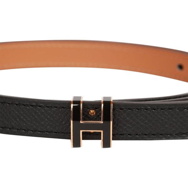 Hermes Pop H Belt 15mm Black Epsom Rose Gold 80cm Online Hot Sale