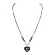 Chanel Black and Silver CC Crystal Heart Pendant Necklace Supply