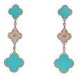 Van Cleef & Arpels Magic Alhambra Turquoise 18K Yellow Gold Diamond Drop Earrings Online Sale