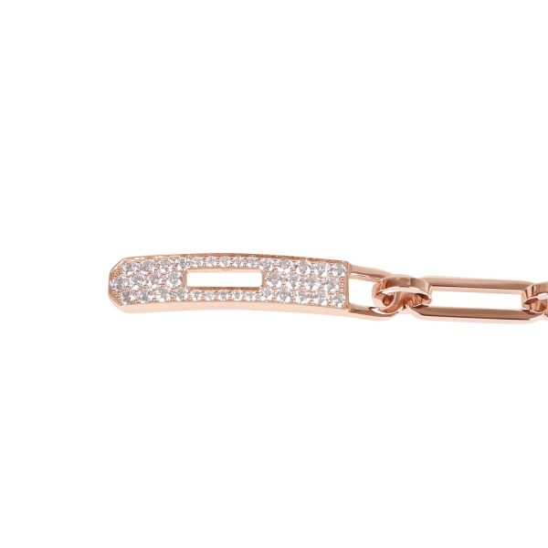 Hermes 18k Rose Gold Diamond Pave PM Kelly Chaine Bracelet Online Sale