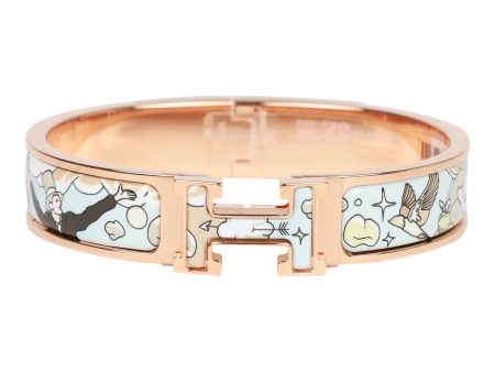 Hermes Dans Les Nuages Clic Clac H Narrow Enamel Bracelet PM RGHW For Discount