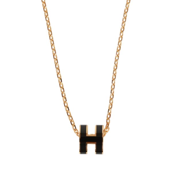 Hermes Black Mini Pop H Pendant Necklace Cheap