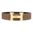 Hermes 32mm Reversible Etoupe Black Constance H Belt 75cm Brushed Gold Buckle Online Hot Sale