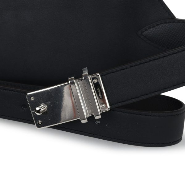 Hermes Elan Pocket Belt 24 Black Swift Palladium Hardware For Sale