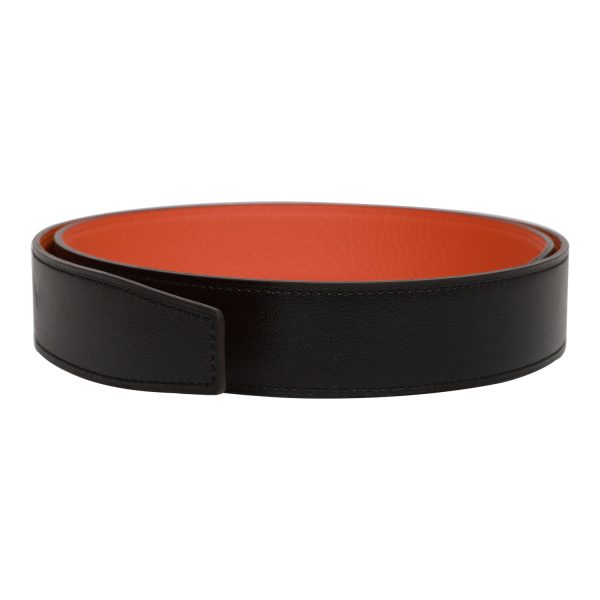 Hermes 32mm Reversible Black Orange Constance H Belt 80cm Brushed Gold Buckle For Discount