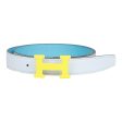 Hermes 28mm Reversible Bleu Brume Celeste Constance H Belt 75cm Lime Enamel Buckle For Cheap