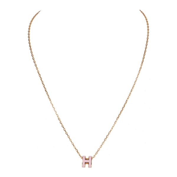 Hermes Rose Dragee Mini Pop H Pendant Necklace Fashion