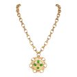 Vintage Chanel Gold Plated Gripoix Cocomark Pendant Necklace on Sale