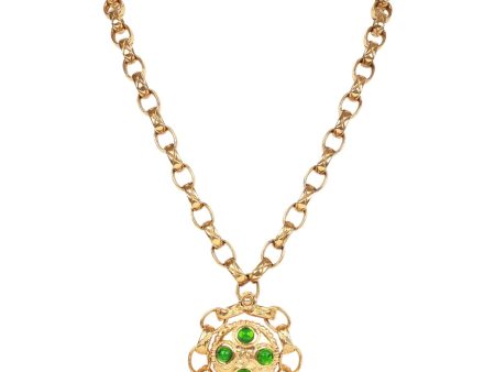 Vintage Chanel Gold Plated Gripoix Cocomark Pendant Necklace on Sale