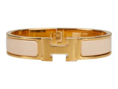 Hermes Beige Nacre Clic Clac H Narrow Enamel Bracelet PM GHW Online Hot Sale