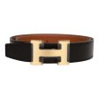 Hermes 32mm Reversible Black Gold Constance H Belt 75cm Brushed Gold Buckle Discount