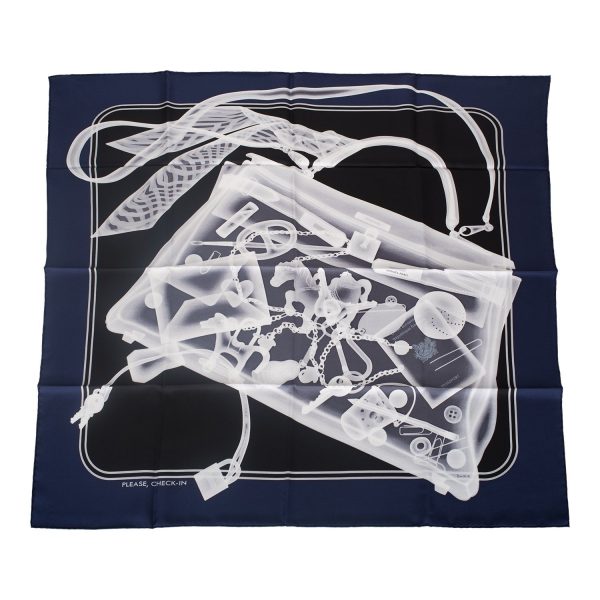 Hermes  Please, Check In  Marine Silk Twill Scarf 90cm Online Sale