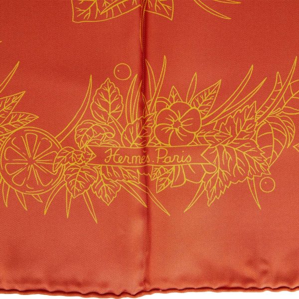 Hermes  De La Citrouille A La Caleche  Orange Silk Shawl Scarf 90cm For Cheap