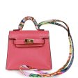 Hermes Mini Kelly Twilly Bag Charm Rose Lipstick Tadelakt Gold Hardware on Sale