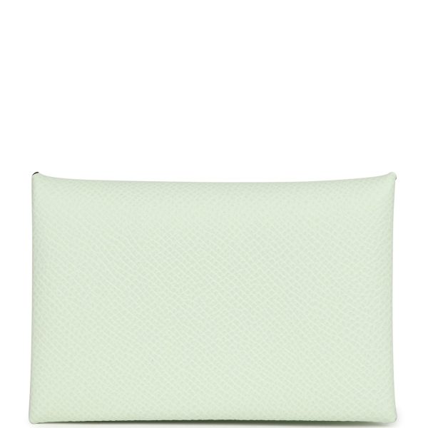 Hermes Calvi Card Holder Verso Vert Fizz Verso Epsom Palladium Hardware Fashion