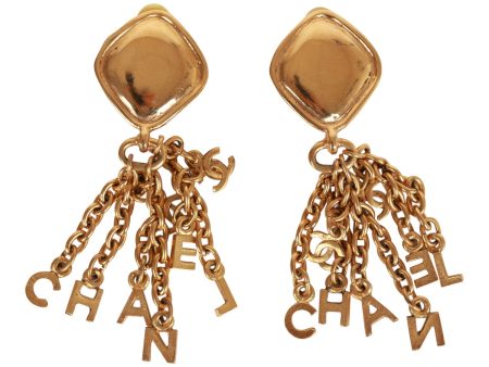 Vintage Chanel Gold Fringe Dangle Earrings Discount