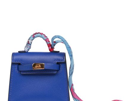 Hermes Bleu Electric Tadelakt Mini Kelly Twilly Bag Charm Online now